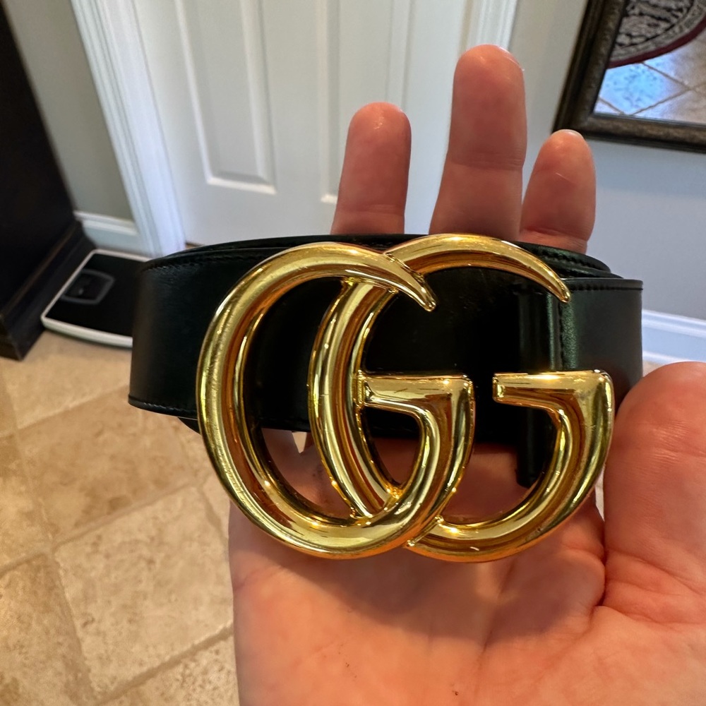 LIKE NEW GUCCI GG Marmont Wide Black Leather Belt. Size 100